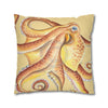 Orange Yellow Octopus Kraken Tentacles Watercolor Ink Art Spun Polyester Square Pillow Case Home