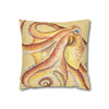 Orange Yellow Octopus Kraken Tentacles Watercolor Ink Art Spun Polyester Square Pillow Case Home