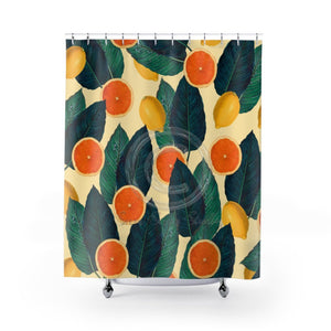 Oranges And Lemons Beige Shower Curtain 71X74 Home Decor