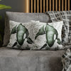 Orca Whale Ancient Vintage Map Green Art Spun Polyester Square Pillow Case Home Decor