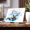 Orca Whale And The Boat Watercolor Art Ceramic Photo Tile Home Decor