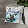 Orca Whale And The Boat Watercolor Art Spun Polyester Square Pillow Case 14 × Home Decor
