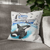Orca Whale And The Boat Watercolor Art Spun Polyester Square Pillow Case 16 × Home Decor