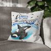 Orca Whale And The Boat Watercolor Art Spun Polyester Square Pillow Case 18 × Home Decor