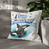 Orca Whale And The Boat Watercolor Art Spun Polyester Square Pillow Case 20 × Home Decor