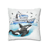 Orca Whale And The Boat Watercolor Art Spun Polyester Square Pillow Case Home Decor