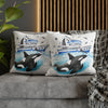 Orca Whale And The Boat Watercolor Art Spun Polyester Square Pillow Case Home Decor