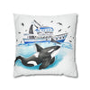 Orca Whale And The Boat Watercolor Art Spun Polyester Square Pillow Case Home Decor