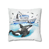 Orca Whale And The Boat Watercolor Art Spun Polyester Square Pillow Case Home Decor