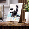 Orca Whale Breach Wave Ink Beach Art Ceramic Photo Tile 6 × 8 / Glossy Home Decor