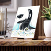 Orca Whale Breach Wave Ink Beach Art Ceramic Photo Tile Home Decor