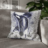 Orca Whale Breaching Blue Ancient Vintage Map Art Spun Polyester Square Pillow Case 20 × Home Decor