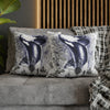 Orca Whale Breaching Blue Ancient Vintage Map Art Spun Polyester Square Pillow Case Home Decor