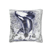 Orca Whale Breaching Blue Ancient Vintage Map Art Spun Polyester Square Pillow Case Home Decor