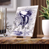 Orca Whale Breaching Nautical Map Blue Art Ceramic Photo Tile 6 × 8 / Glossy Home Decor