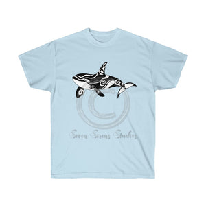 Orca Whale Cute Tribal Ink Art Ultra Cotton Tee Light Blue / S T-Shirt