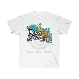 Orca Whale Dreams Spirit Tribal Tattoo Color Splash Ink Ultra Cotton Tee White / S T-Shirt