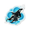Orca Whale Family Blue Circles Art Die-Cut Magnets 6 × / 1 Pc Home Decor