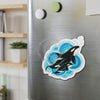 Orca Whale Family Blue Circles Art Die-Cut Magnets Home Decor