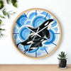 Orca Whale Family Blue Circles Ink Art Wall Clock Home Decor