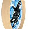 Orca Whale Family Blue Circles Ink Art Wall Clock Home Decor