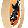 Orca Whale Family Red Orange Sun Circle Ink Art Wall Clock Home Decor