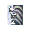 Orca Whale Family Starry Night Northern Lights Watercolor Art Ceramic Photo Tile Home Decor
