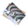 Orca Whale Family Starry Night Northern Lights Watercolor Art Ceramic Photo Tile Home Decor