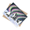 Orca Whale Family Starry Night Northern Lights Watercolor Art Ceramic Photo Tile Home Decor