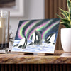 Orca Whale Family Starry Night Northern Lights Watercolor Art Ceramic Photo Tile Home Decor