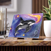 Orca Whale Galaxy Cosmic Stars Watercolor Art Ceramic Photo Tile 6 × 8 / Glossy Home Decor