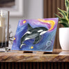 Orca Whale Galaxy Cosmic Stars Watercolor Art Ceramic Photo Tile Home Decor