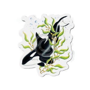 Orca Whale In The Kelp Ink Art Die-Cut Magnets 6 × / 1 Pc Home Decor