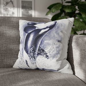 Orca Whale Luna Breaching Blue Watercolor Art Spun Polyester Square Pillow Case 20 × Home Decor