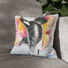 Orca Whale Luna Rainbow Watercolor Art Spun Polyester Square Pillow Case 14 × Home Decor