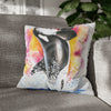 Orca Whale Luna Rainbow Watercolor Art Spun Polyester Square Pillow Case 18 × Home Decor