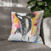 Orca Whale Luna Rainbow Watercolor Art Spun Polyester Square Pillow Case 18 × Home Decor