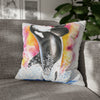 Orca Whale Luna Rainbow Watercolor Art Spun Polyester Square Pillow Case 20 × Home Decor