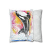 Orca Whale Luna Rainbow Watercolor Art Spun Polyester Square Pillow Case Home Decor