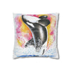 Orca Whale Luna Rainbow Watercolor Art Spun Polyester Square Pillow Case Home Decor