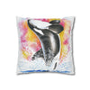 Orca Whale Luna Rainbow Watercolor Art Spun Polyester Square Pillow Case Home Decor