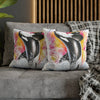 Orca Whale Luna Rainbow Watercolor Art Spun Polyester Square Pillow Case Home Decor