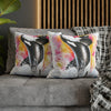 Orca Whale Luna Rainbow Watercolor Art Spun Polyester Square Pillow Case Home Decor