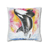 Orca Whale Luna Rainbow Watercolor Art Spun Polyester Square Pillow Case Home Decor