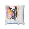 Orca Whale Luna Rainbow Watercolor Art Spun Polyester Square Pillow Case Home Decor
