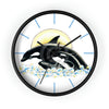Orca Whale Mom And Baby Ink Art Wall Clock Black / 10 Home Decor