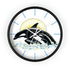 Orca Whale Mom And Baby Ink Art Wall Clock Black / White 10 Home Decor