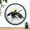 Orca Whale Mom And Baby Ink Art Wall Clock Home Decor