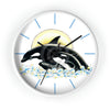 Orca Whale Mom And Baby Ink Art Wall Clock White / Black 10 Home Decor
