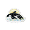 Orca Whale Mom And Baby Ink Sun Waves Art Die-Cut Magnets 2 X / 1 Pc Home Decor